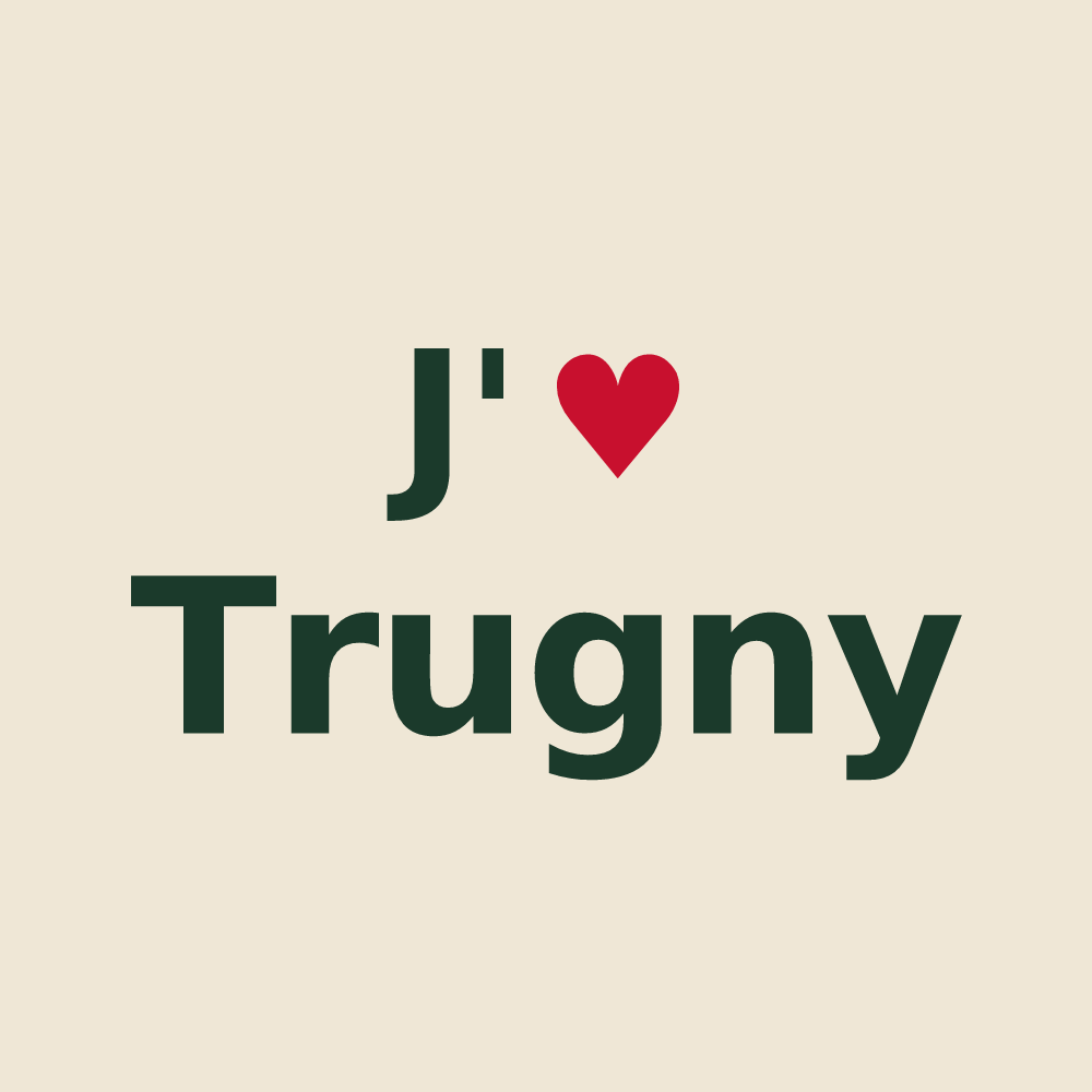 Tote bag personnalisé Trugny — design « J'aime Trugny » imprimé sur le tote bag