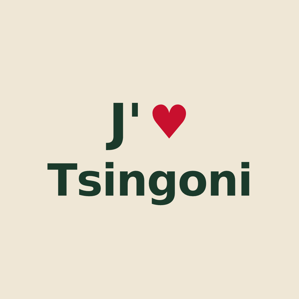 Tote bag personnalisé Tsingoni — design J'aime Tsingoni