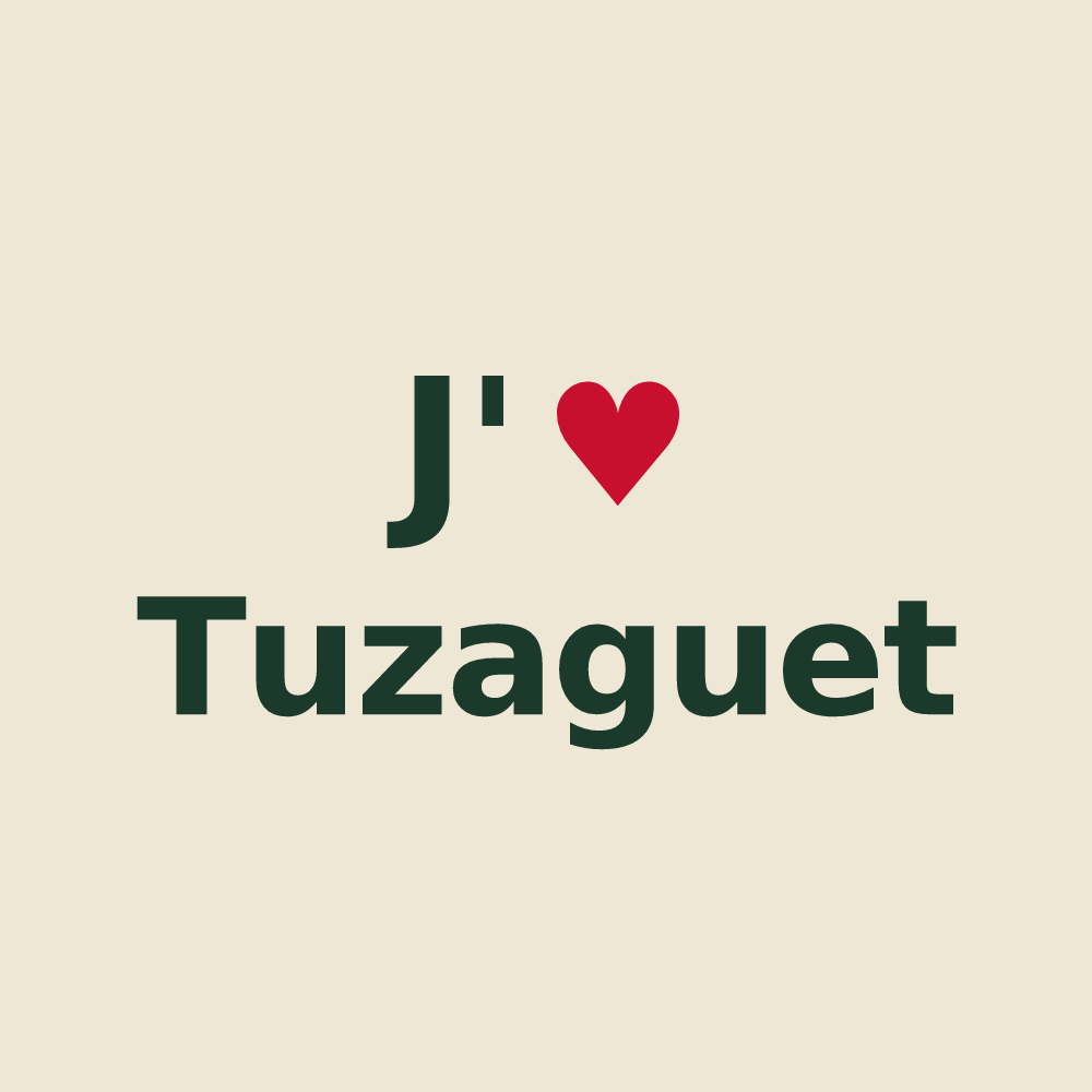 Tote bag personnalisé Tuzaguet — design J'aime Tuzaguet