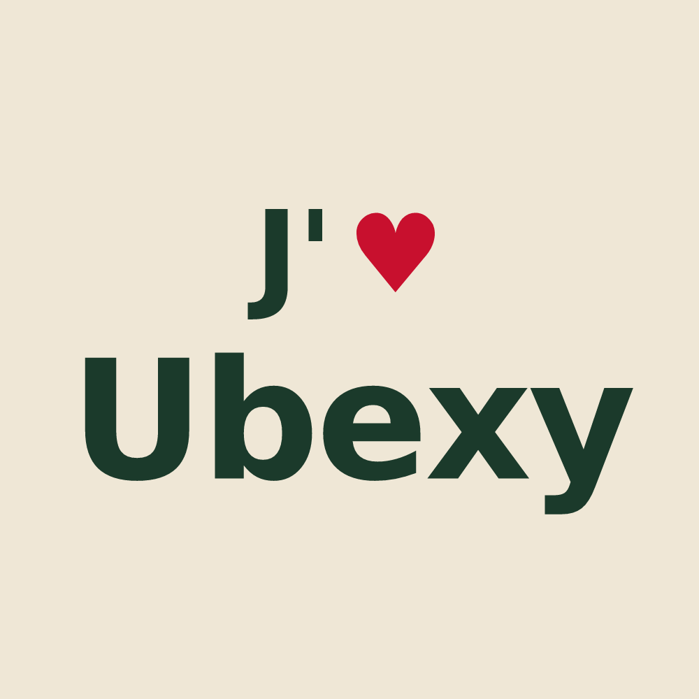 Tote bag personnalisé Ubexy — design J'aime Ubexy