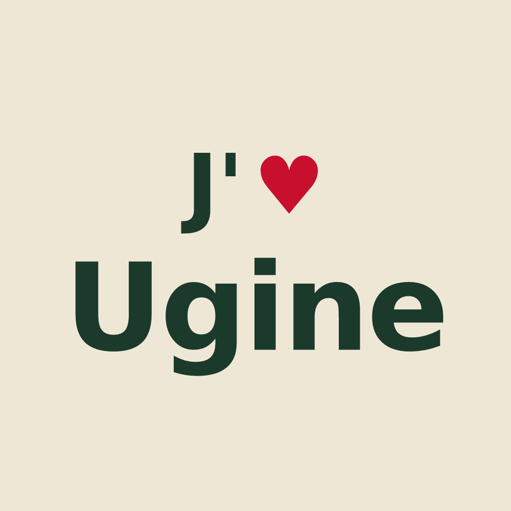 Tote bag personnalisé Ugine — design J'aime Ugine