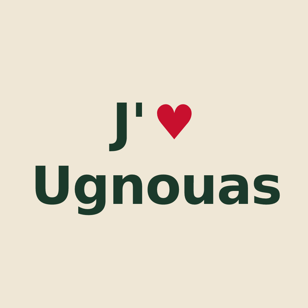 Tote bag personnalisé Ugnouas — design J'aime Ugnouas