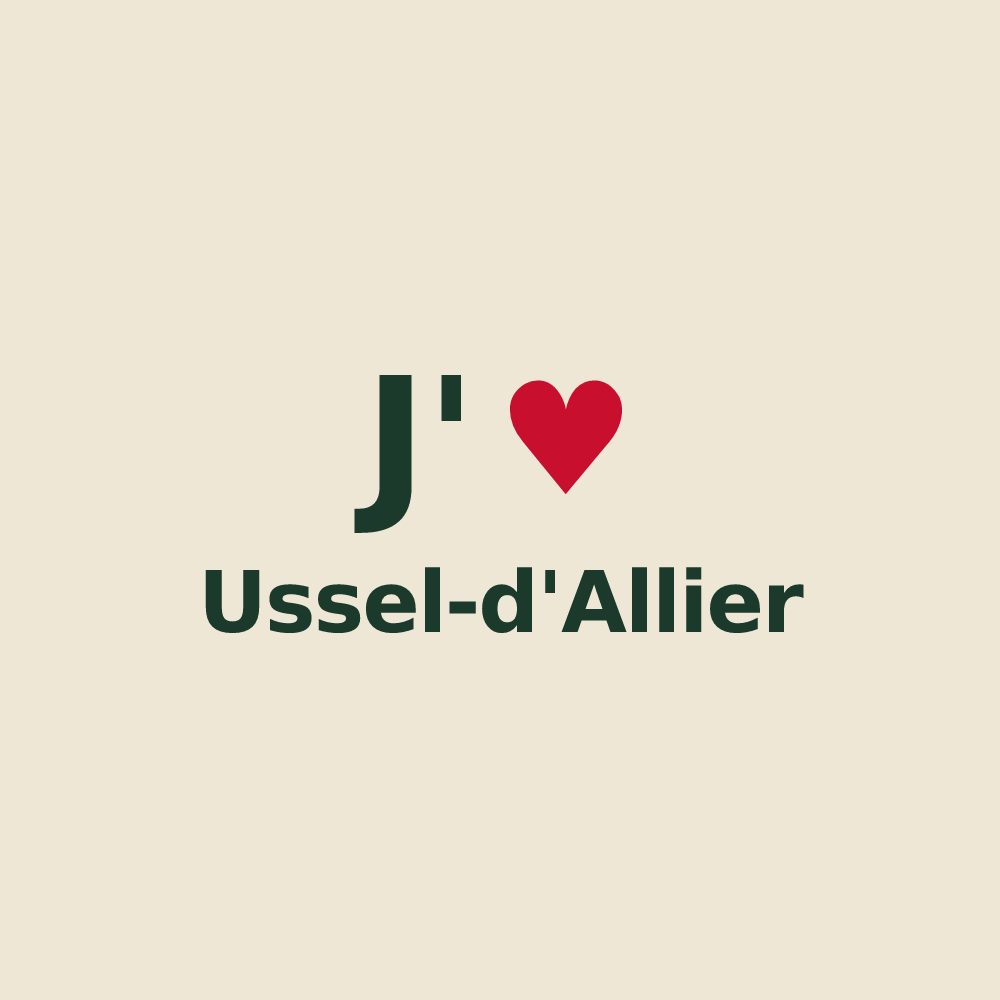 Tote bag personnalisé Ussel-d'Allier — design J'aime Ussel-d'Allier