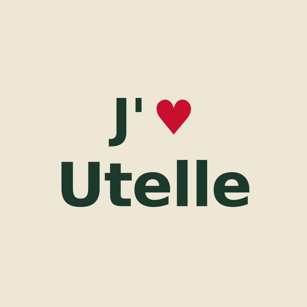 Tote bag personnalisé Utelle — design « J'aime Utelle » imprimé sur le tote bag