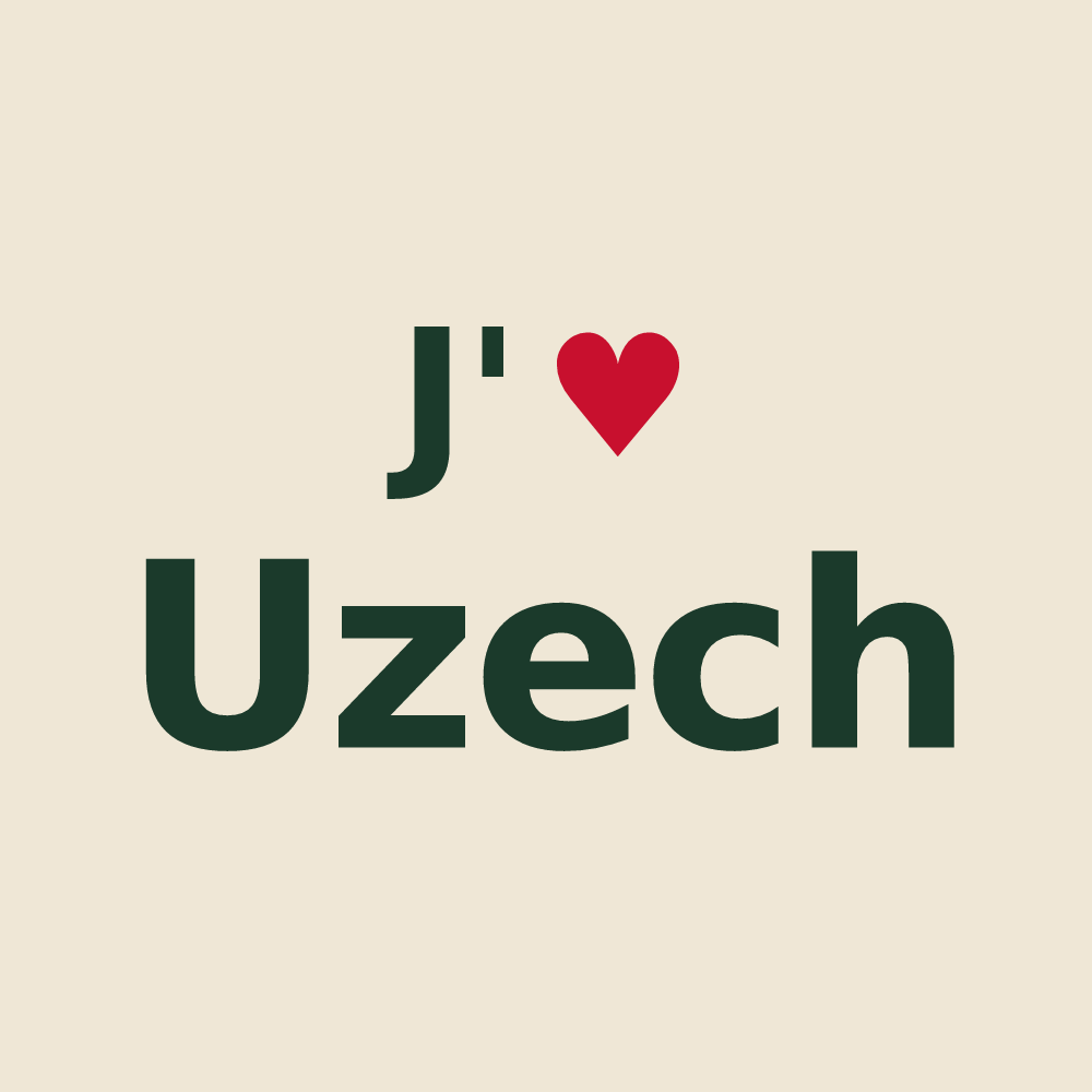 Tote bag personnalisé Uzech — design J'aime Uzech