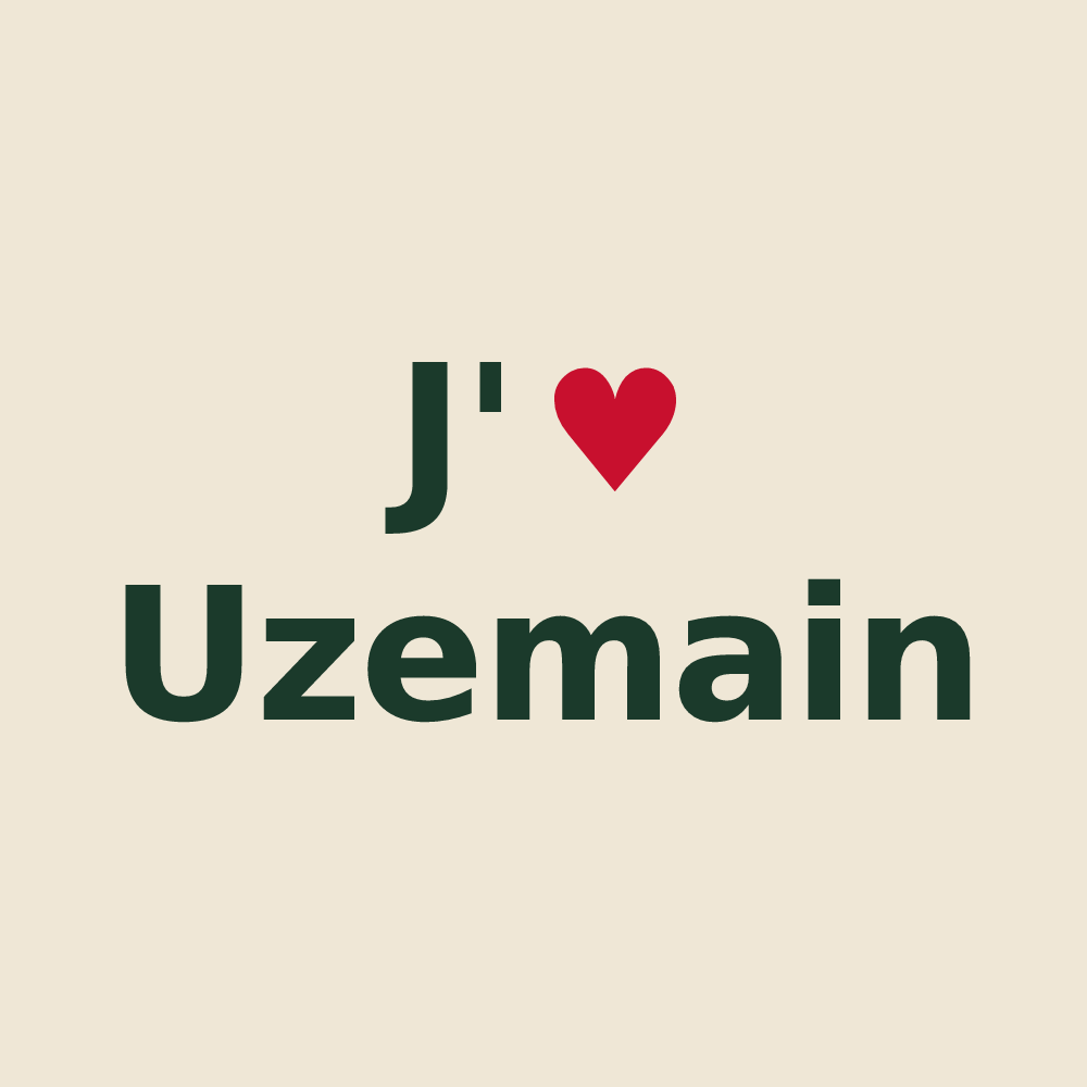 Tote bag personnalisé Uzemain — design « J'aime Uzemain » imprimé sur le tote bag