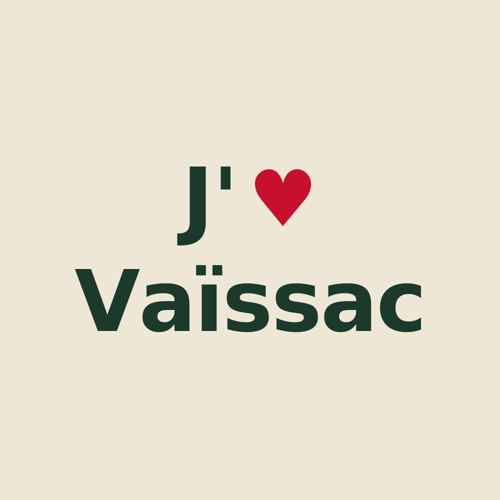 Tote bag personnalisé Vaïssac — design « J'aime Vaïssac » imprimé sur le tote bag