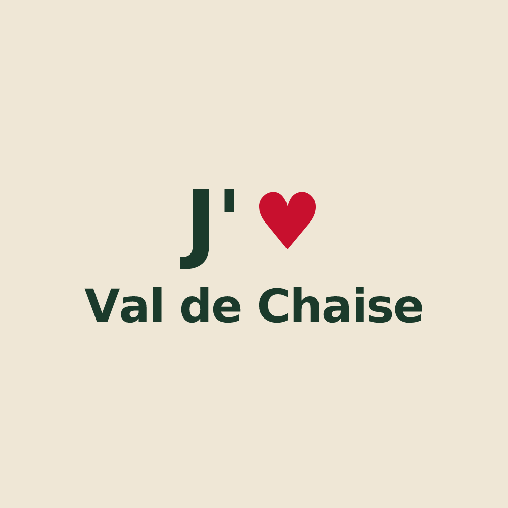 Tote bag personnalisé Val de Chaise — design « J'aime Val de Chaise » imprimé sur le tote bag