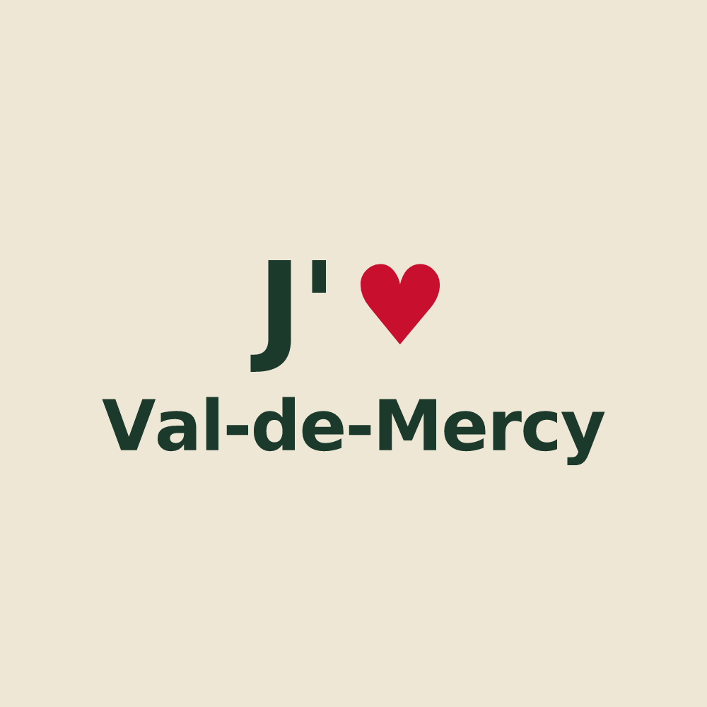 Tote bag personnalisé Val-de-Mercy — design « J'aime Val-de-Mercy » imprimé sur le tote bag