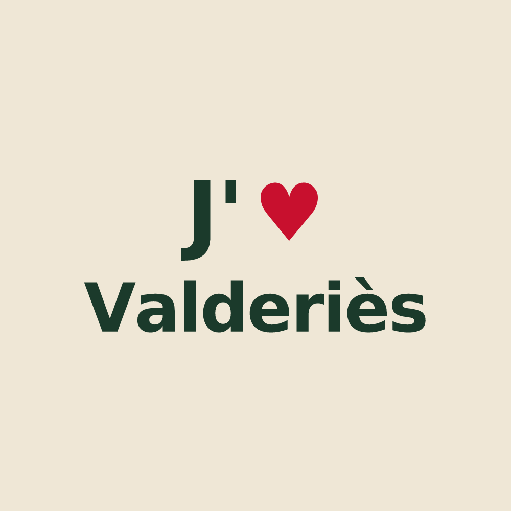 Tote bag personnalisé Valderiès — design « J'aime Valderiès » imprimé sur le tote bag