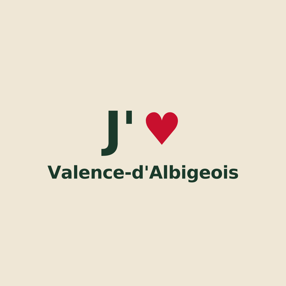 Tote bag personnalisé Valence-d'Albigeois — design J'aime Valence-d'Albigeois