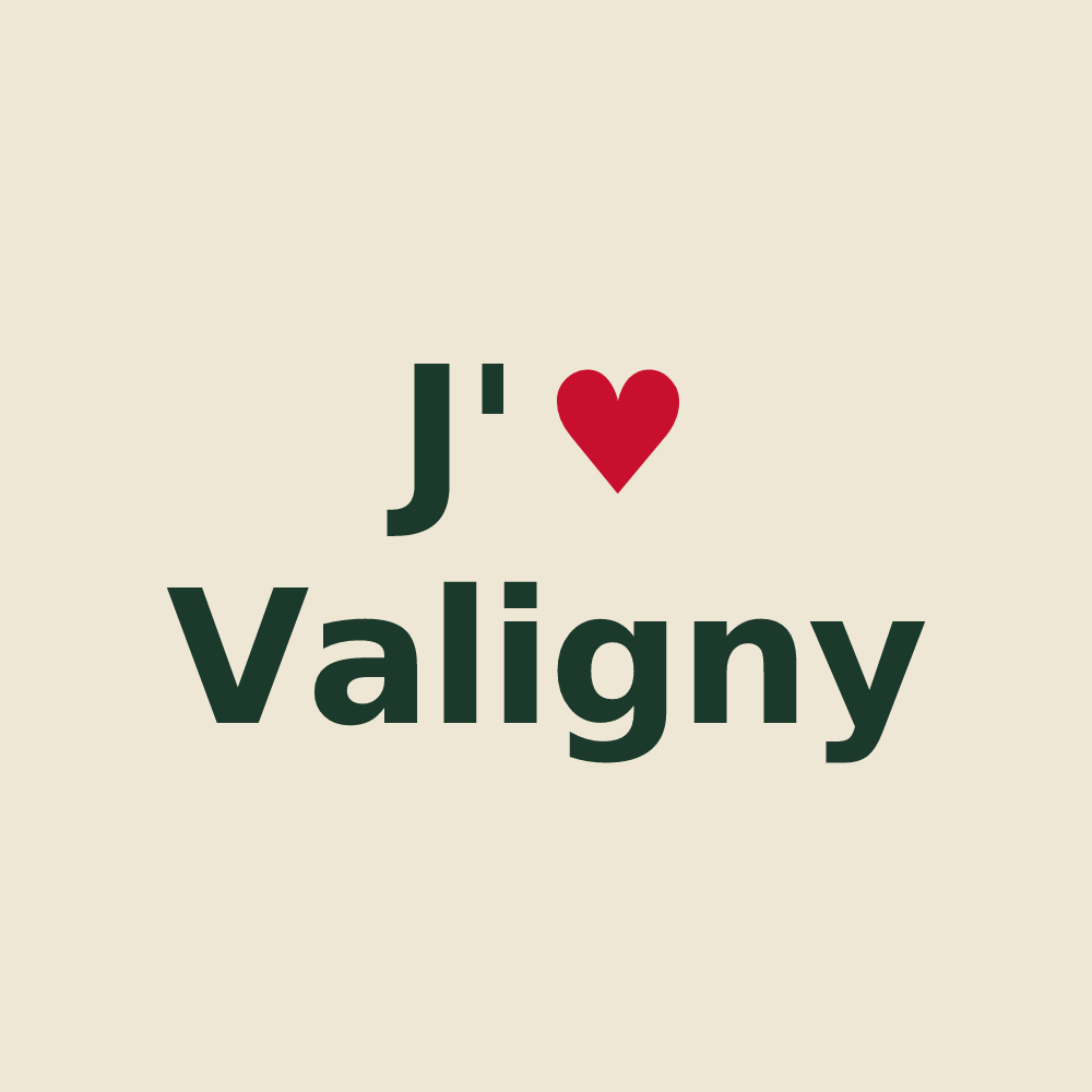 Tote bag personnalisé Valigny — design « J'aime Valigny » imprimé sur le tote bag