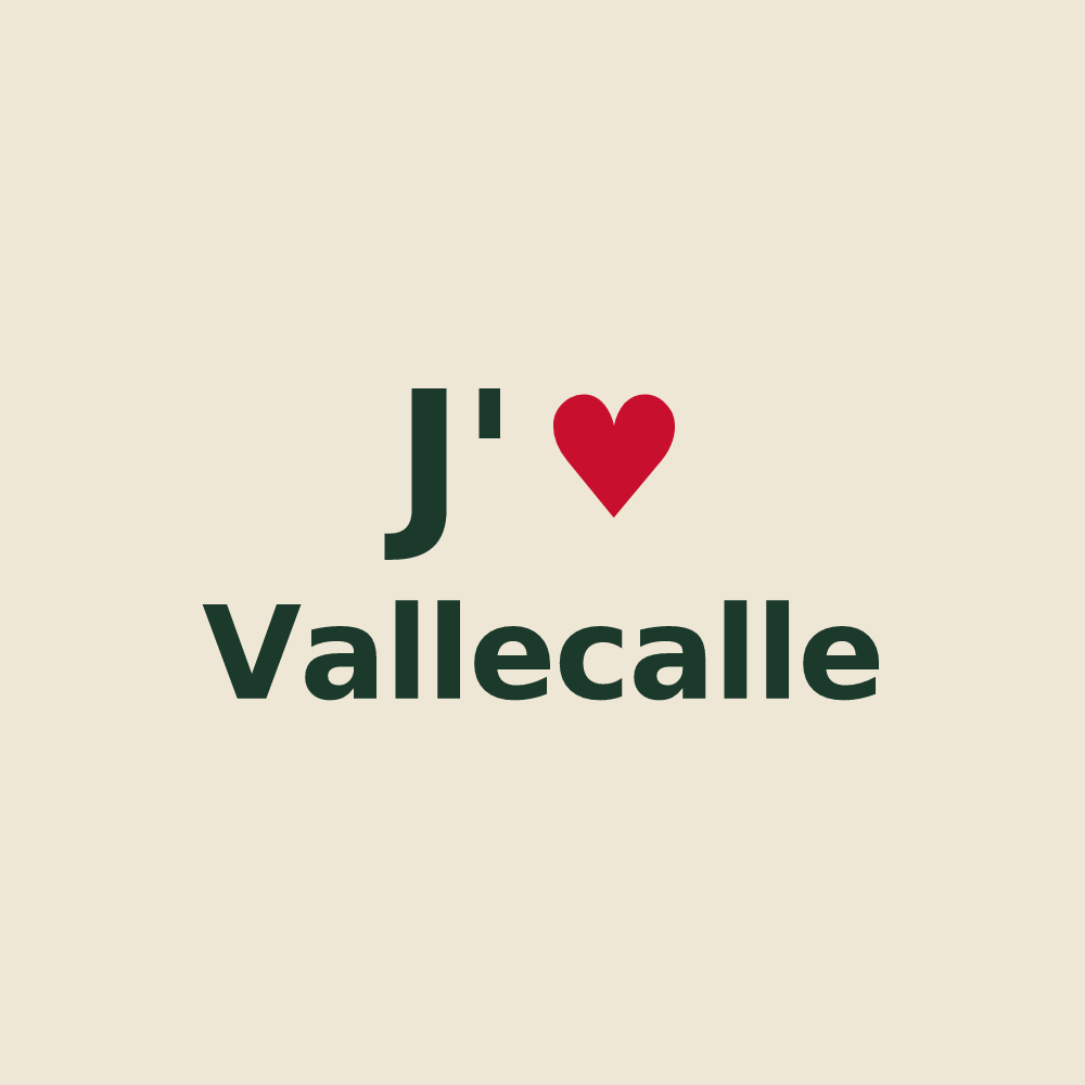 Tote bag personnalisé Vallecalle — design « J'aime Vallecalle » imprimé sur le tote bag