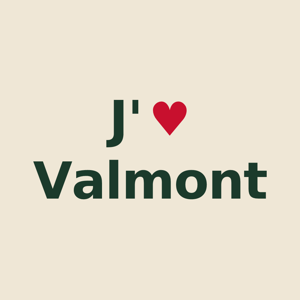 Tote bag personnalisé Valmont — design « J'aime Valmont » imprimé sur le tote bag