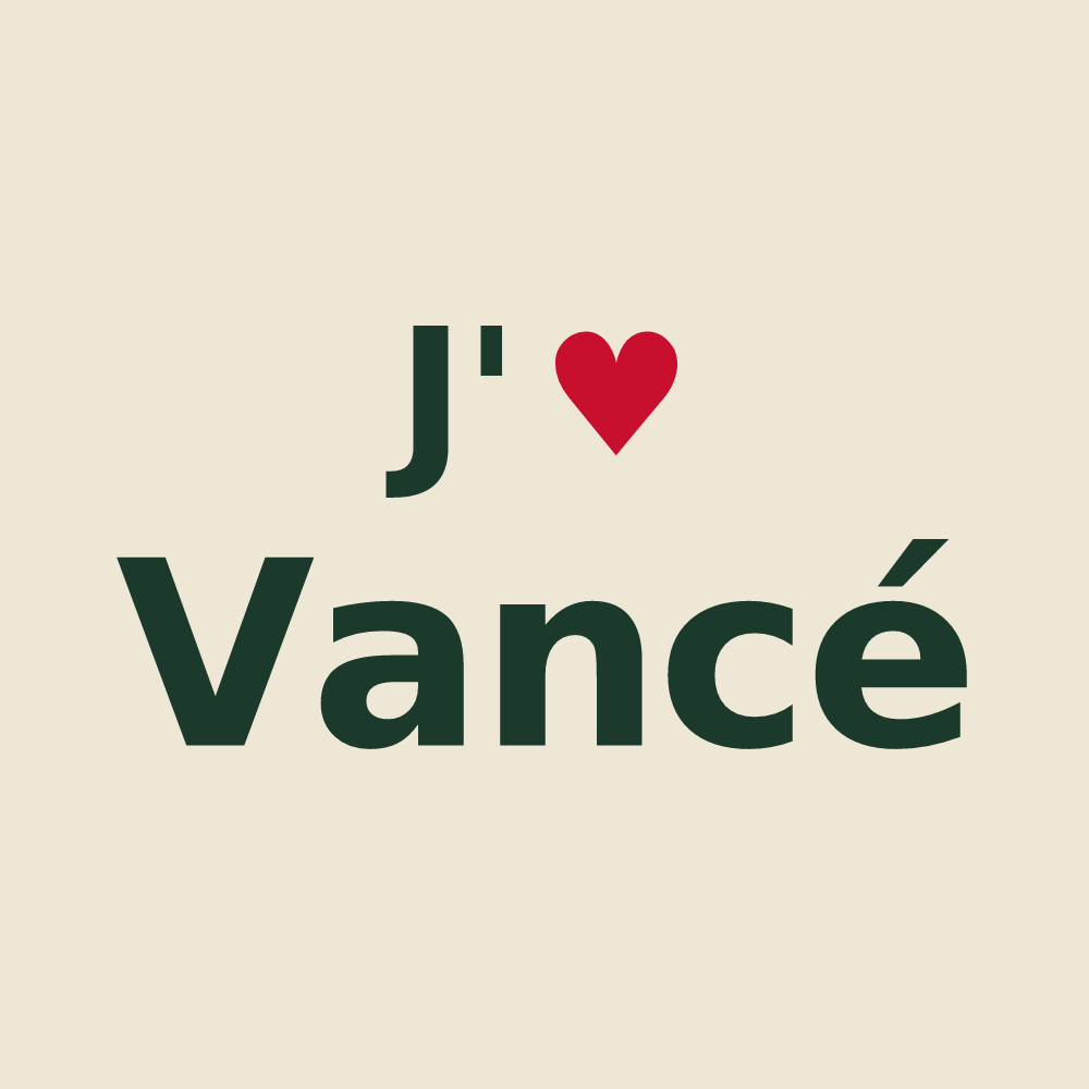 Tote bag personnalisé Vancé — design « J'aime Vancé » imprimé sur le tote bag