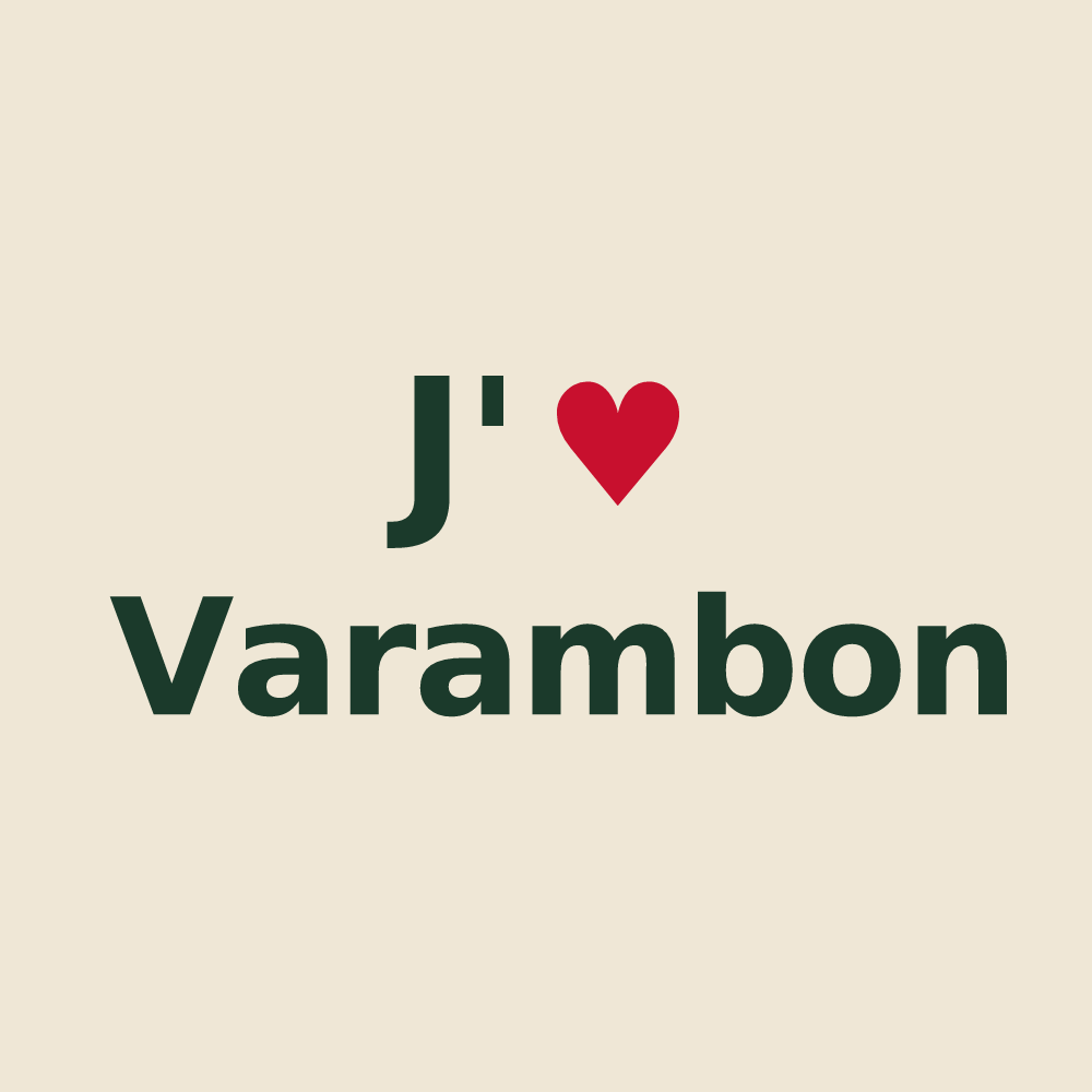 Tote bag personnalisé Varambon — design « J'aime Varambon » imprimé sur le tote bag