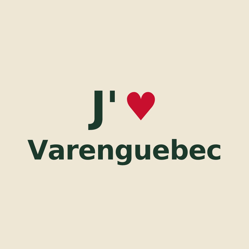 Tote bag personnalisé Varenguebec — design J'aime Varenguebec