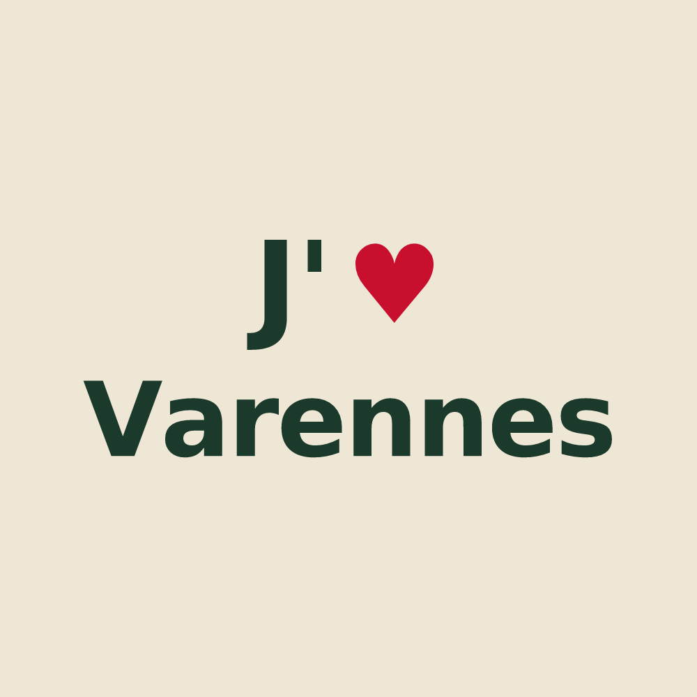 Tote bag personnalisé Varennes — design « J'aime Varennes » imprimé sur le tote bag