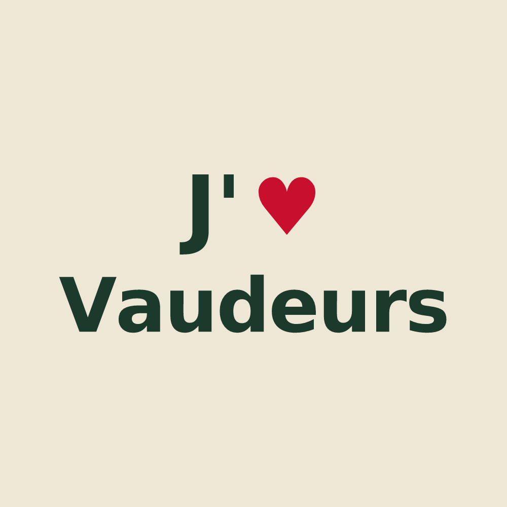 Tote bag personnalisé Vaudeurs — design « J'aime Vaudeurs » imprimé sur le tote bag