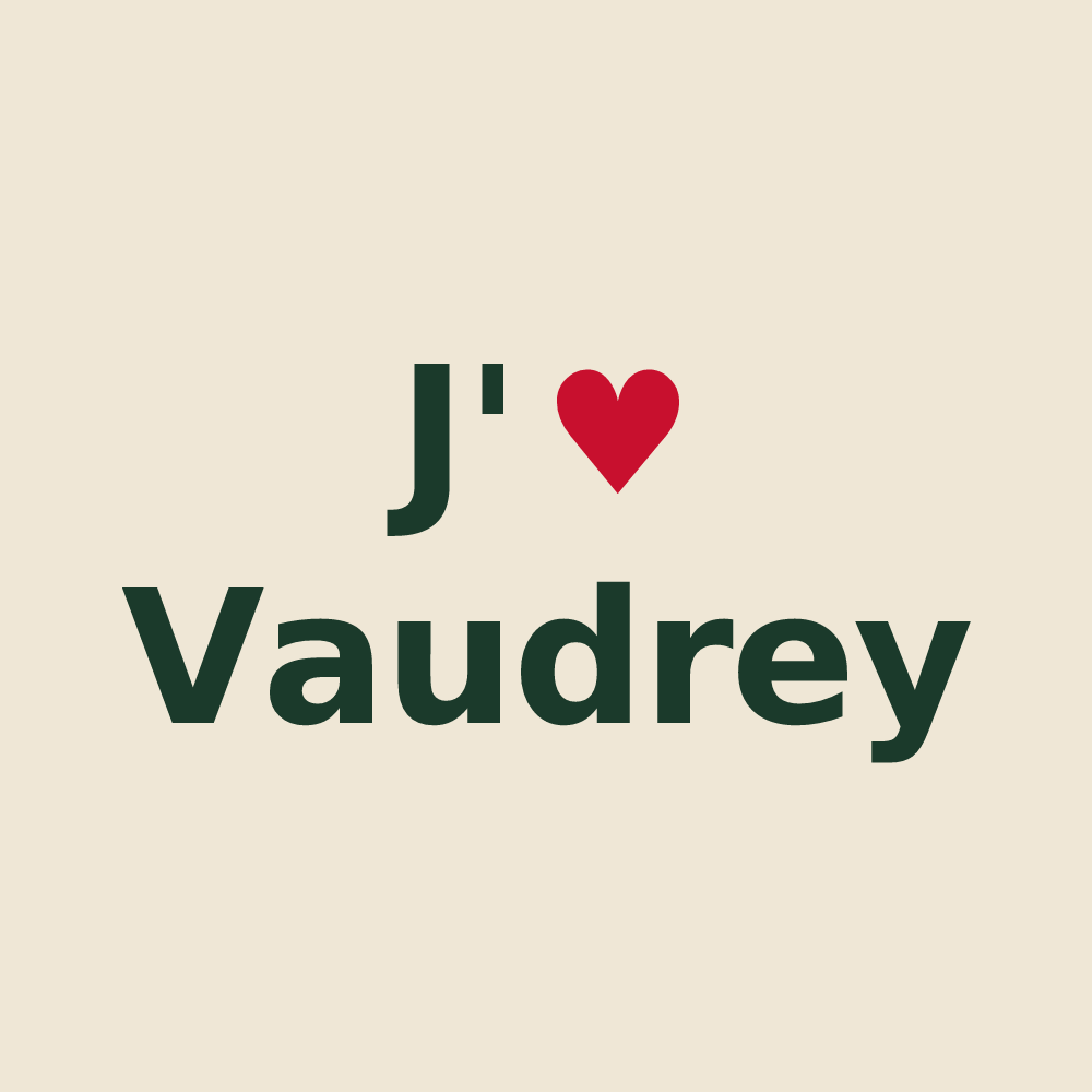 Tote bag personnalisé Vaudrey — design J'aime Vaudrey