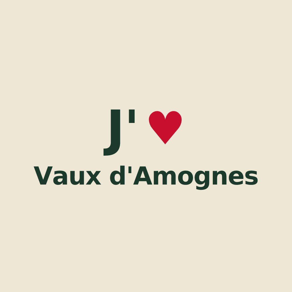 Tote bag personnalisé Vaux d'Amognes — design « J'aime Vaux d'Amognes » imprimé sur le tote bag