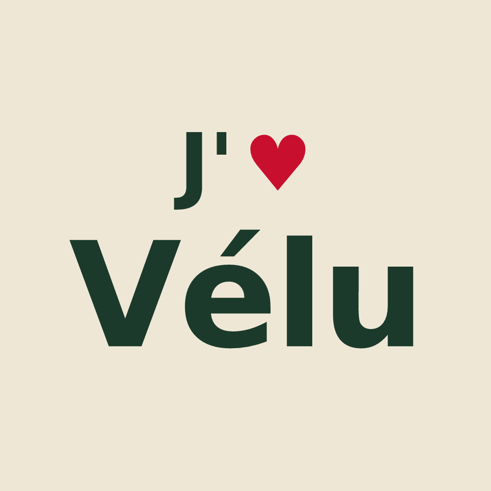 Tote bag personnalisé Vélu — design « J'aime Vélu » imprimé sur le tote bag