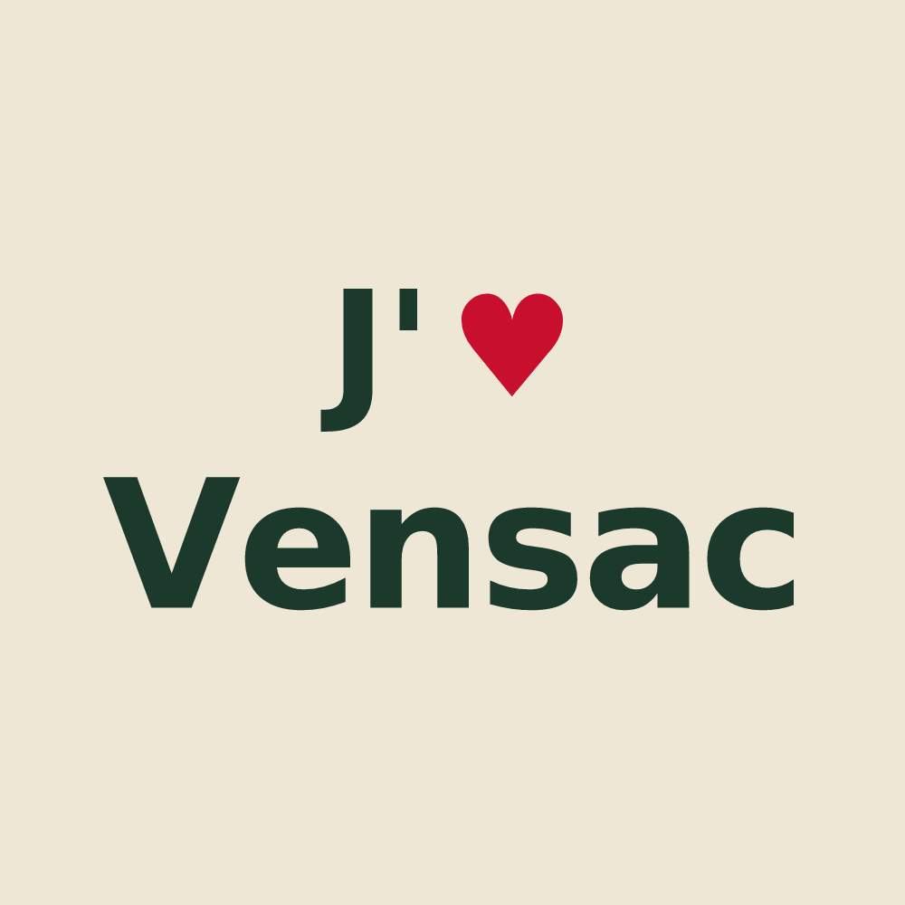 Tote bag personnalisé Vensac — design « J'aime Vensac » imprimé sur le tote bag