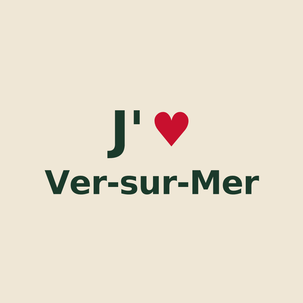 Tote bag personnalisé Ver-sur-Mer — design « J'aime Ver-sur-Mer » imprimé sur le tote bag