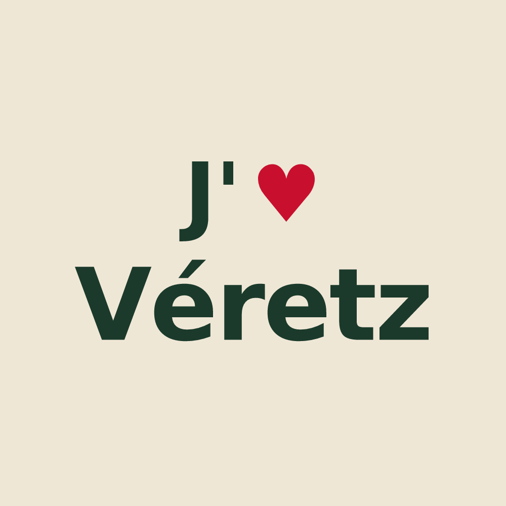Tote bag personnalisé Véretz — design « J'aime Véretz » imprimé sur le tote bag