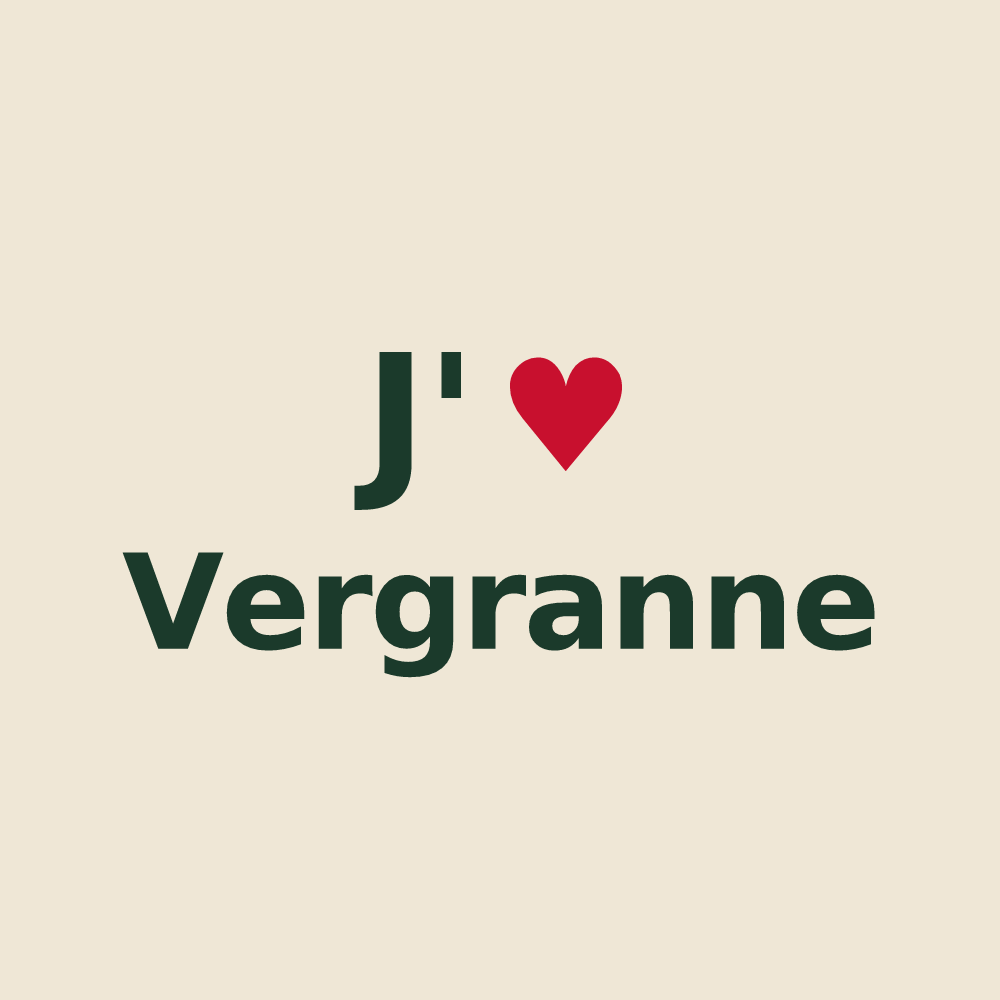 Tote bag personnalisé Vergranne — design « J'aime Vergranne » imprimé sur le tote bag