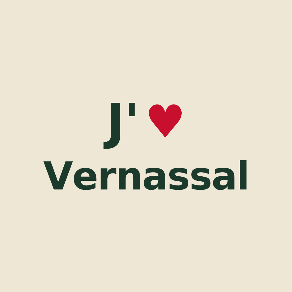 Tote bag personnalisé Vernassal — design J'aime Vernassal