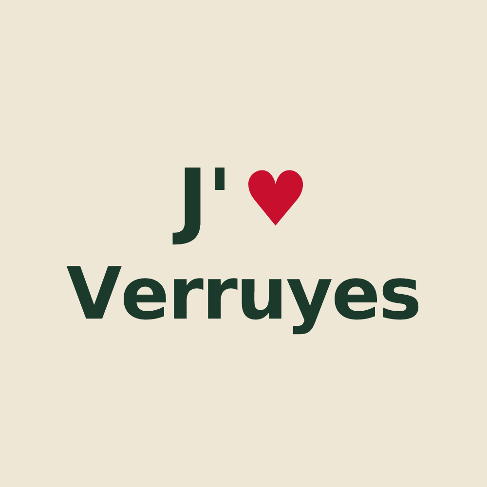 Tote bag personnalisé Verruyes — design « J'aime Verruyes » imprimé sur le tote bag