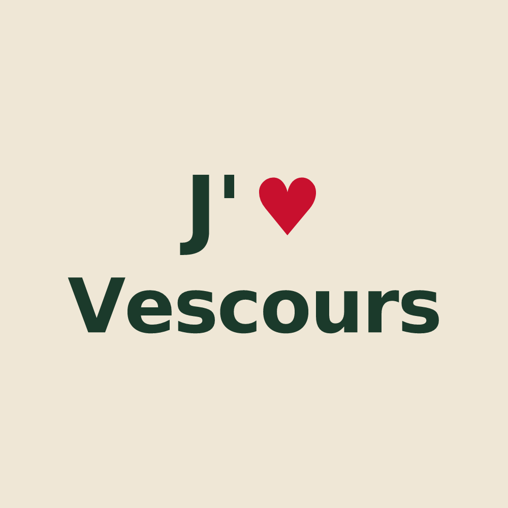Tote bag personnalisé Vescours — design « J'aime Vescours » imprimé sur le tote bag