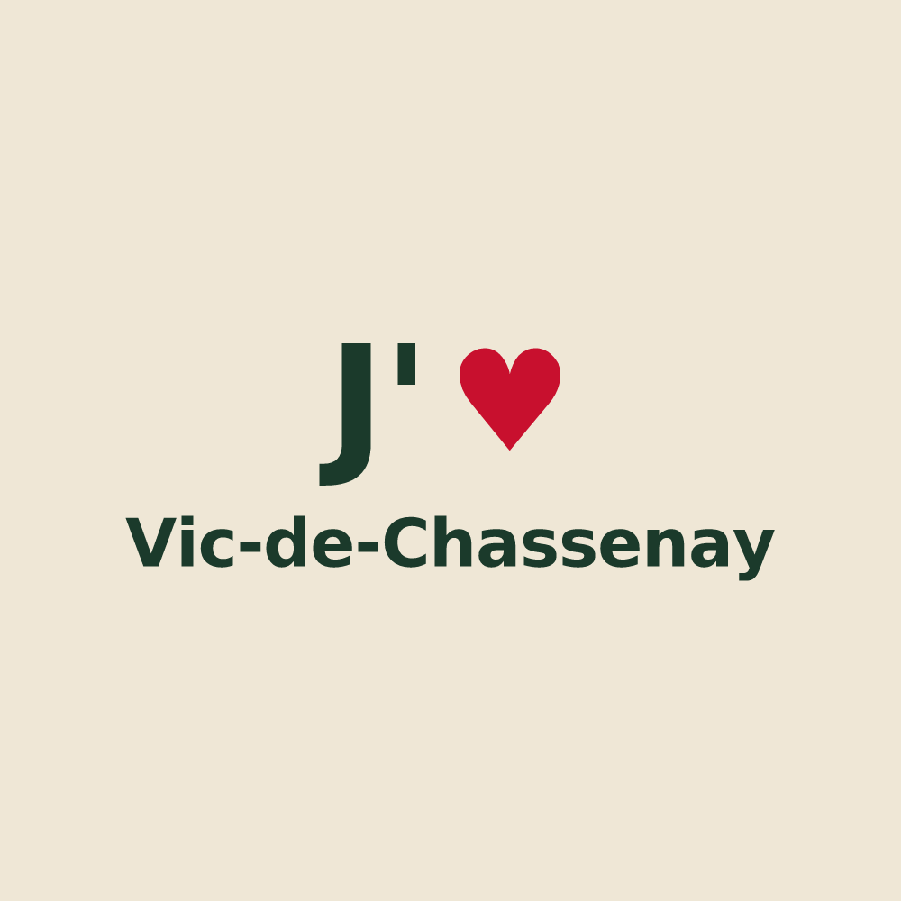 Tote bag personnalisé Vic-de-Chassenay — design « J'aime Vic-de-Chassenay » imprimé sur le tote bag