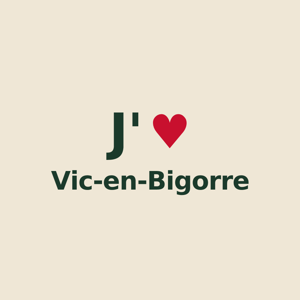 Tote bag personnalisé Vic-en-Bigorre — design J'aime Vic-en-Bigorre