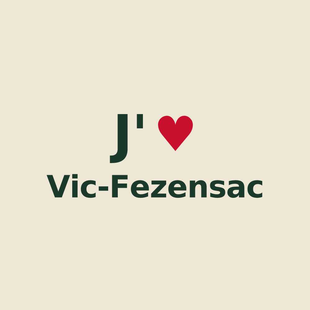 Tote bag personnalisé Vic-Fezensac — design J'aime Vic-Fezensac