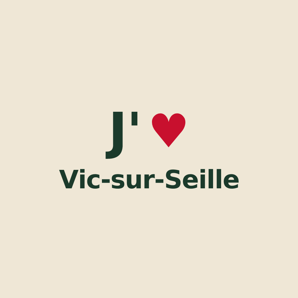 Tote bag personnalisé Vic-sur-Seille — design « J'aime Vic-sur-Seille » imprimé sur le tote bag