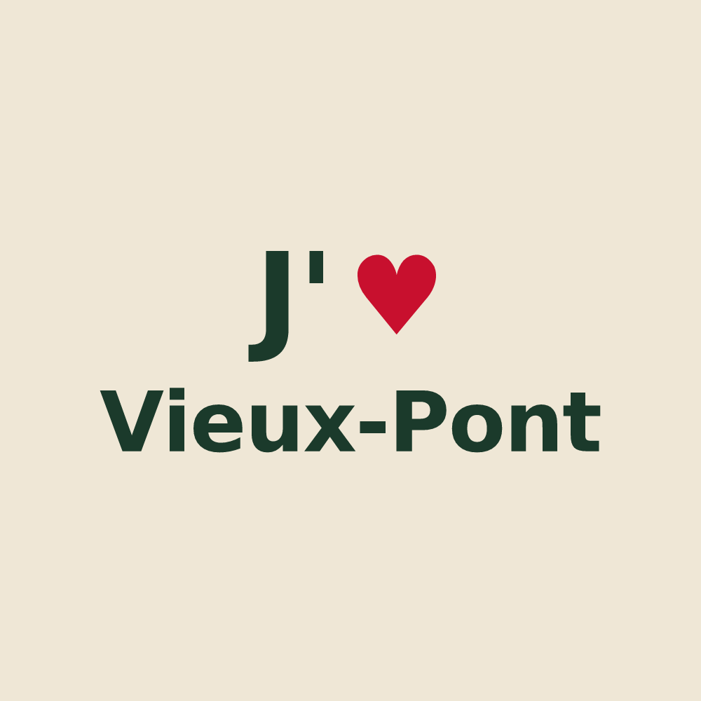 Tote bag personnalisé Vieux-Pont — design J'aime Vieux-Pont