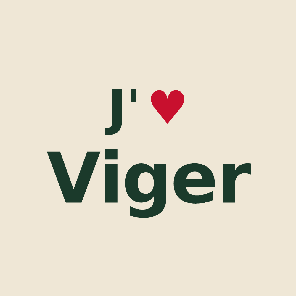 Tote bag personnalisé Viger — design « J'aime Viger » imprimé sur le tote bag