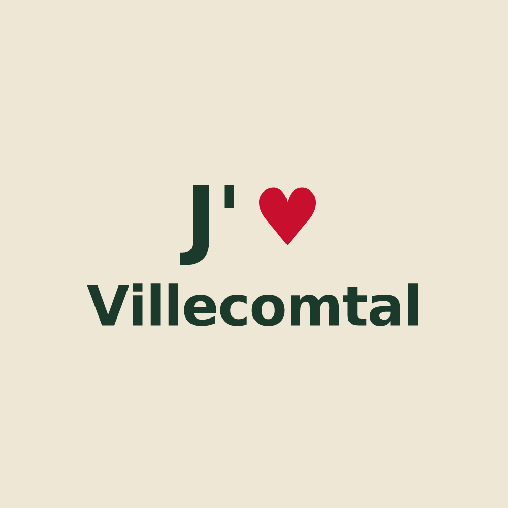 Tote bag personnalisé Villecomtal — design J'aime Villecomtal