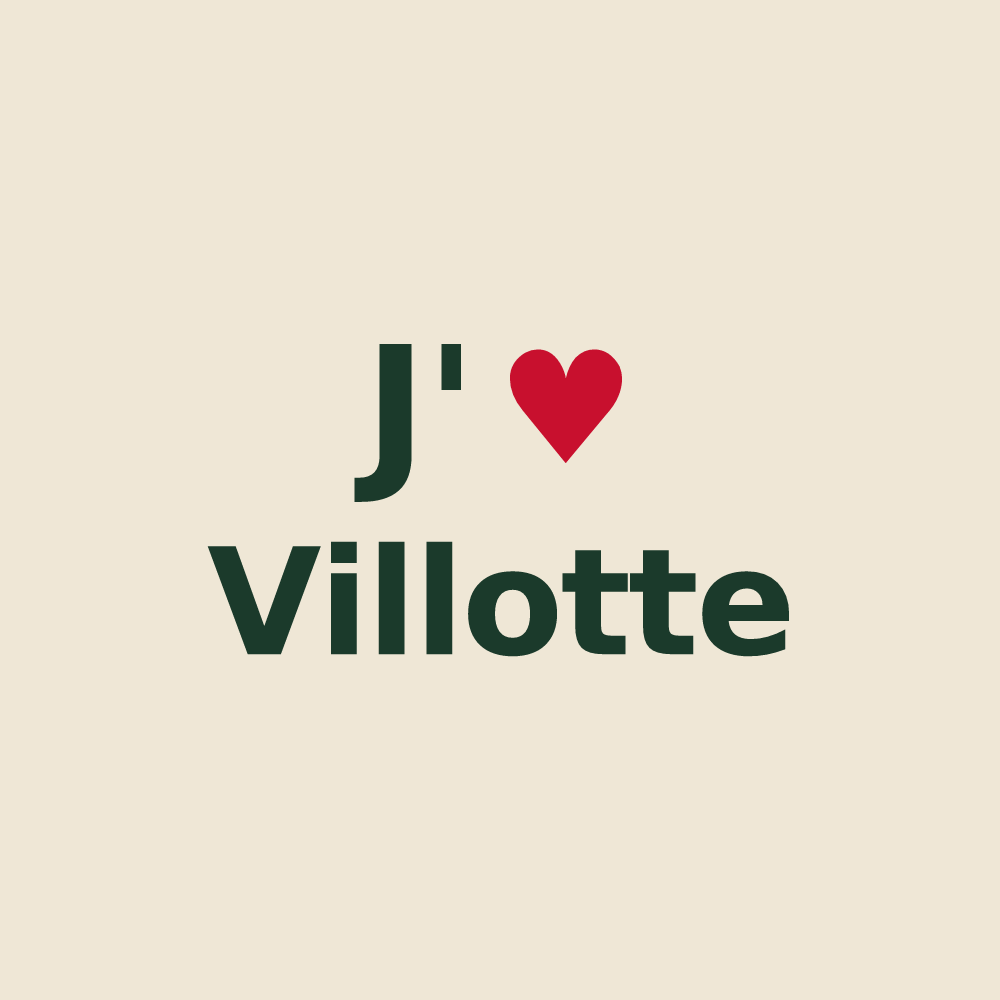 Tote bag personnalisé Villotte — design « J'aime Villotte » imprimé sur le tote bag