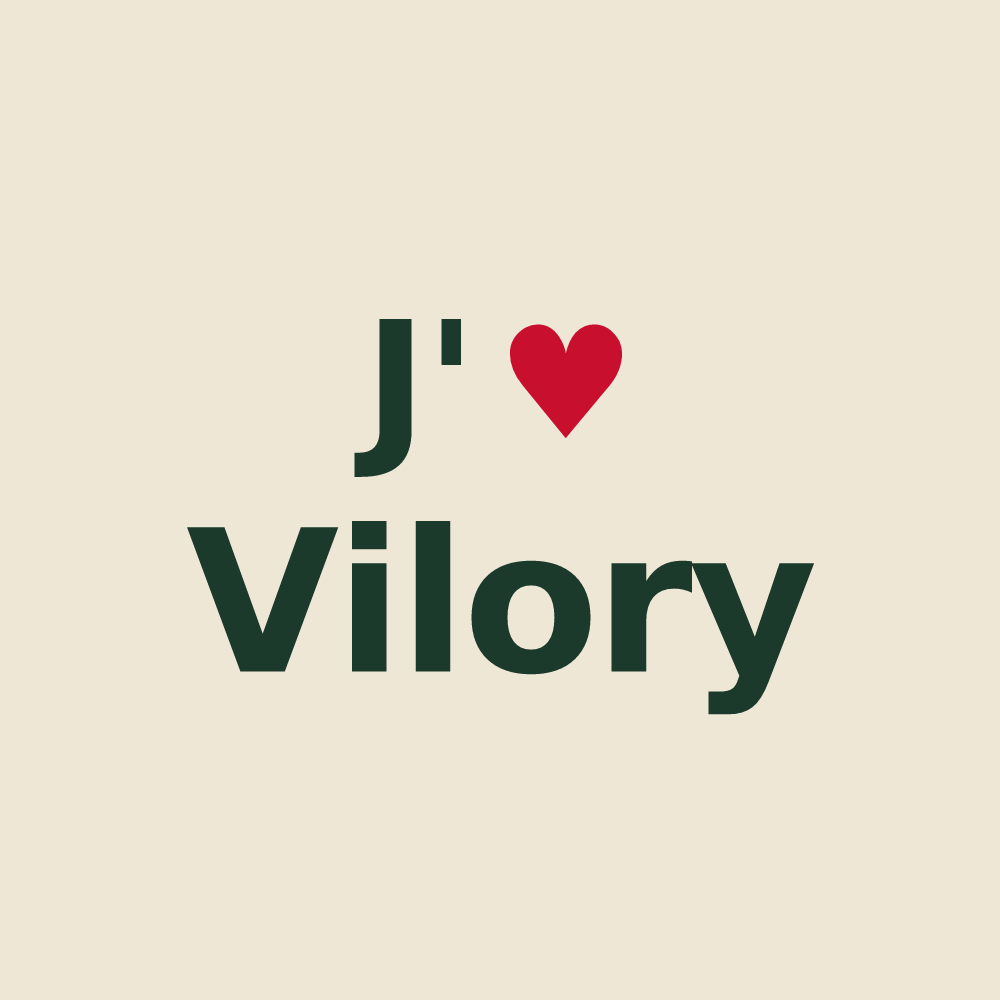 Tote bag personnalisé Vilory — design « J'aime Vilory » imprimé sur le tote bag