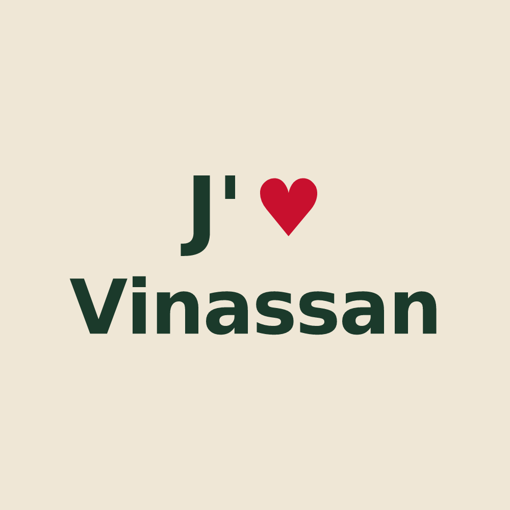 Tote bag personnalisé Vinassan — design J'aime Vinassan