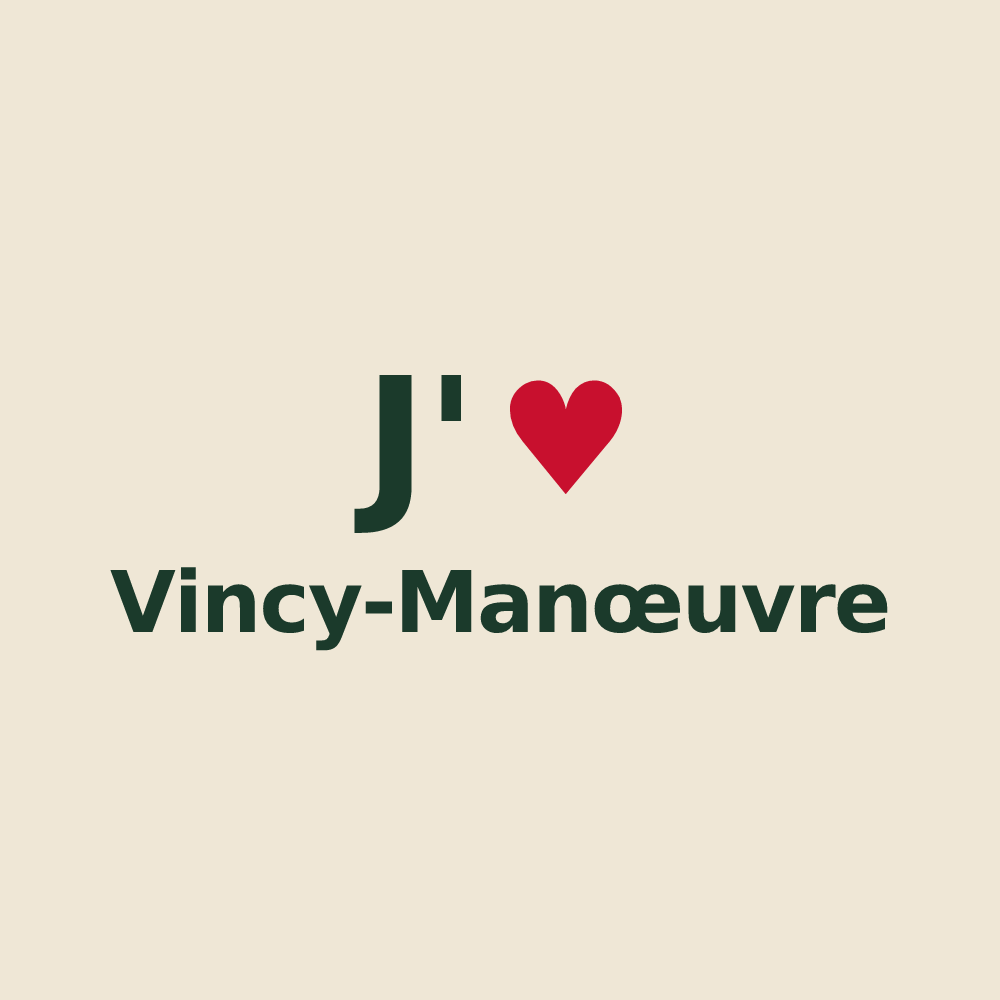 Tote bag personnalisé Vincy-Manœuvre — design « J'aime Vincy-Manœuvre » imprimé sur le tote bag