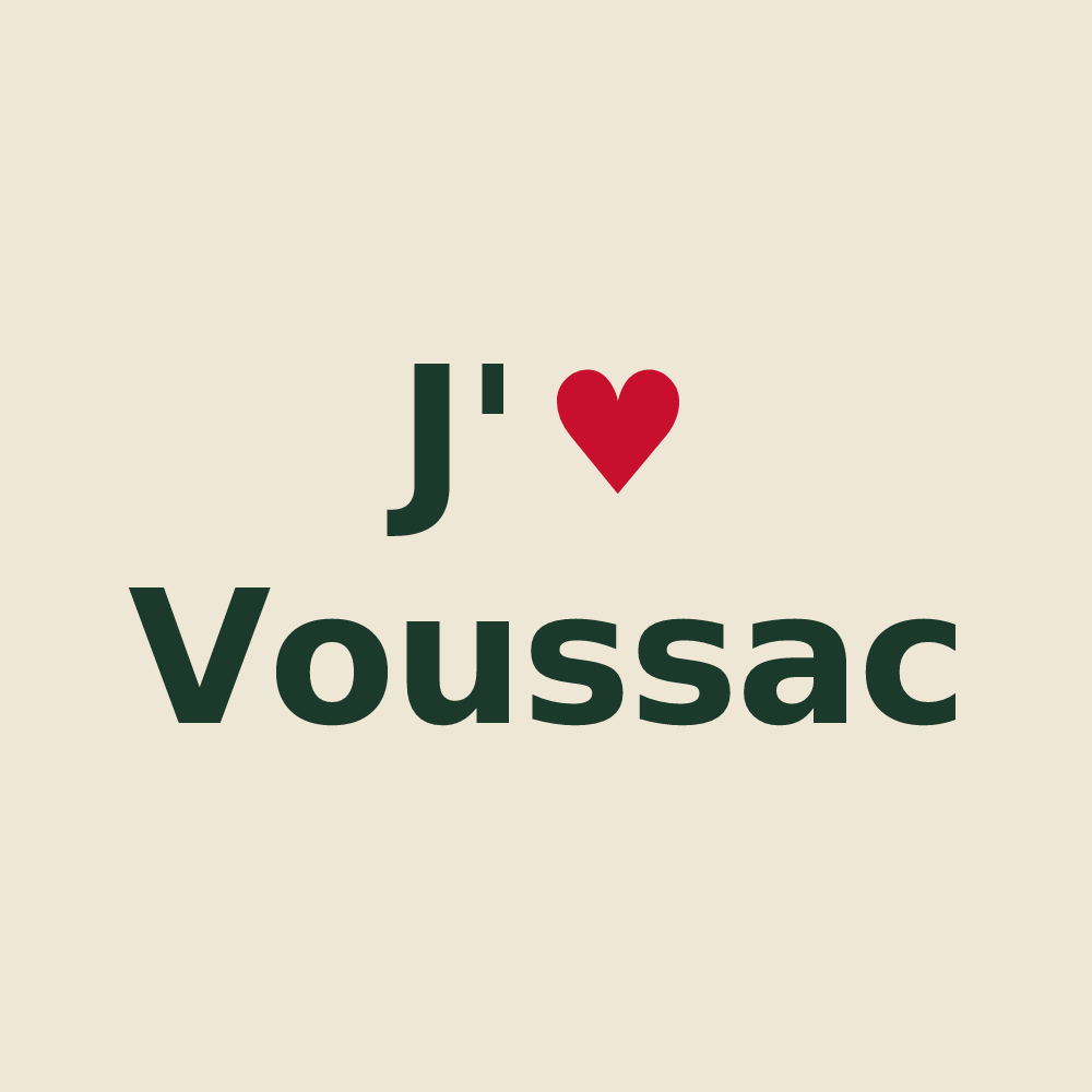 Tote bag personnalisé Voussac — design J'aime Voussac