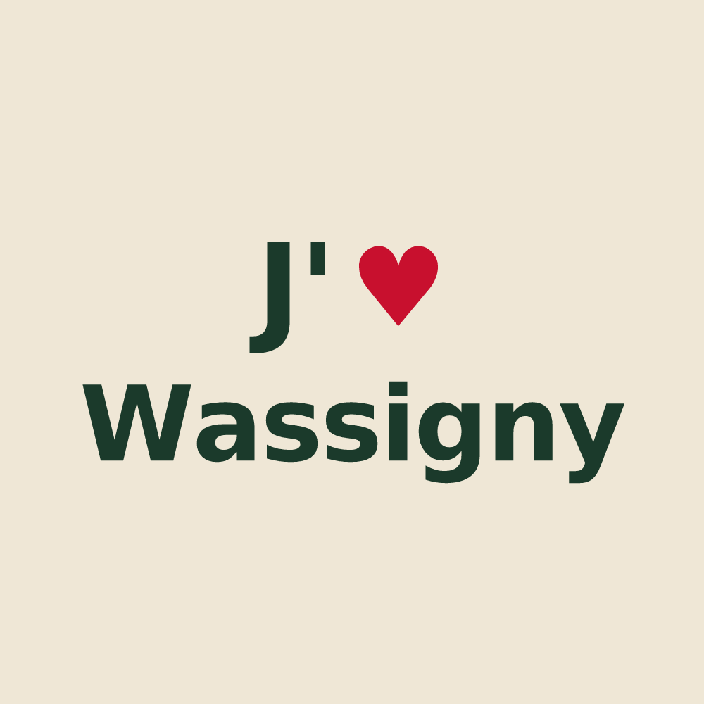 Tote bag personnalisé Wassigny — design « J'aime Wassigny » imprimé sur le tote bag
