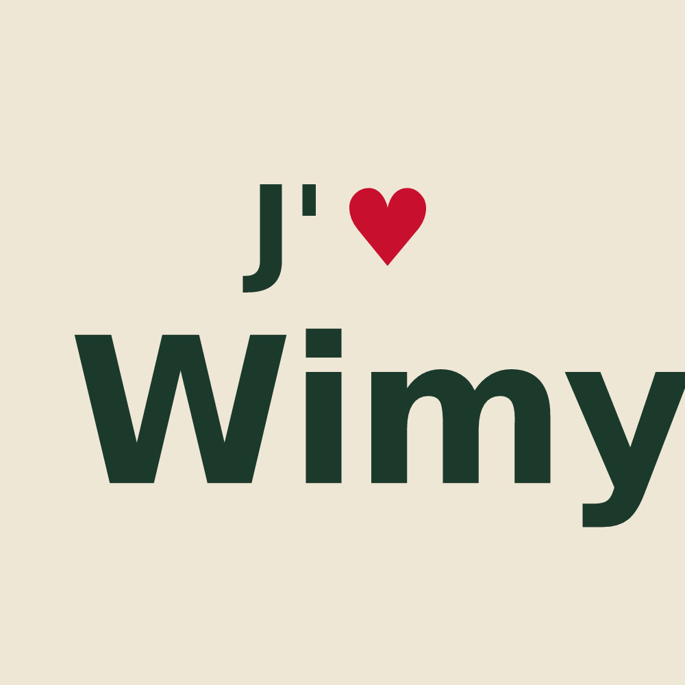 Tote bag personnalisé Wimy — design « J'aime Wimy » imprimé sur le tote bag
