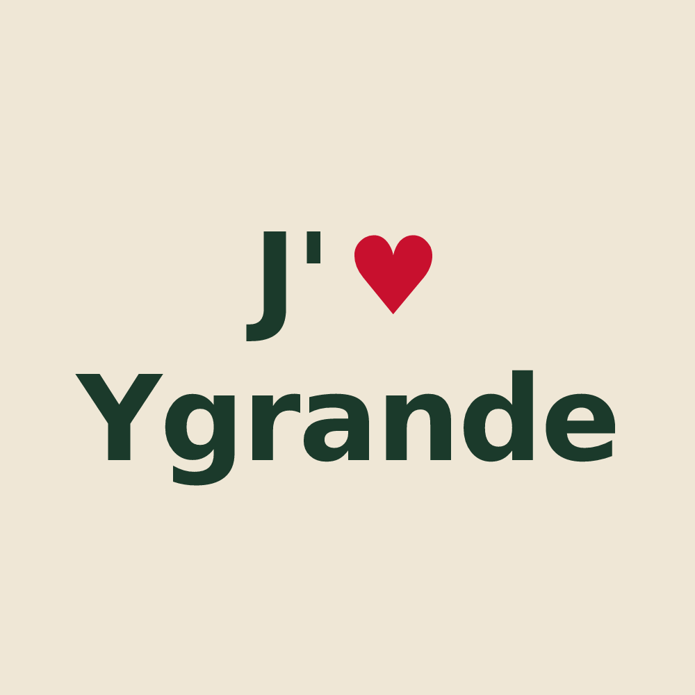 Tote bag personnalisé Ygrande — design J'aime Ygrande