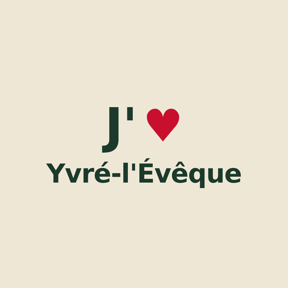 Tote bag personnalisé Yvré-l'Évêque — design J'aime Yvré-l'Évêque