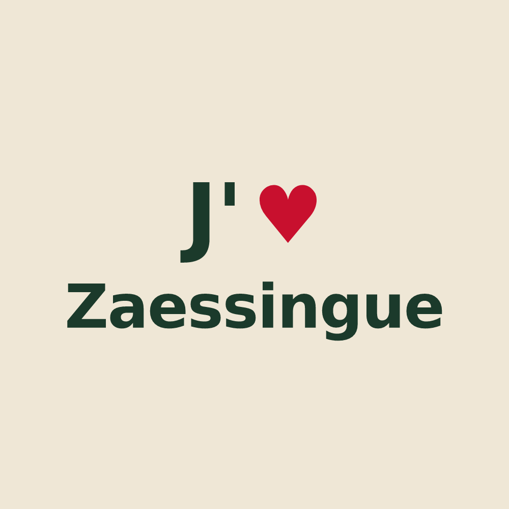 Tote bag personnalisé Zaessingue — design « J'aime Zaessingue » imprimé sur le tote bag